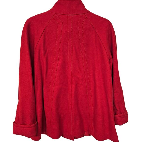Ellen Tracy Red Coat Womens Size Small Wool Blend Vibrant Career Sophisticated - Picture 8 of 15